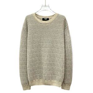 Fendi 2022 logo monogram linen crew-neck long-sleeve knit top